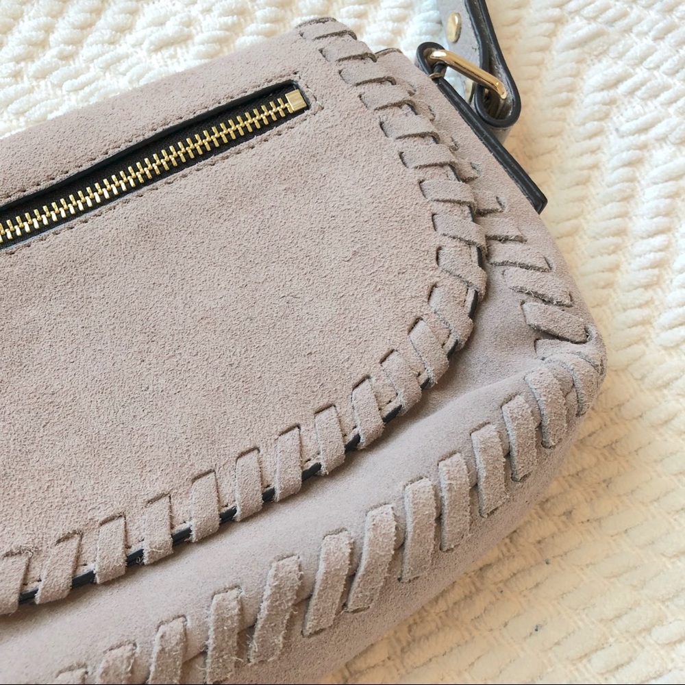 Milly Astor Suede Whipstitch Saddle Crossbody Bag - Picture 8 of 8